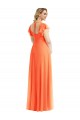 Soft Chiffon Square Neck Open Back A-Line Tangerine Tango Semi Formal Evening Dress / Bridesmaid Dress Manchester