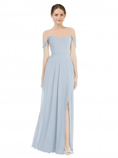 Soft Chiffon Off the Shoulder A-Line Sea Glass Semi Formal Evening Dress / Bridesmaid Dress Manchester