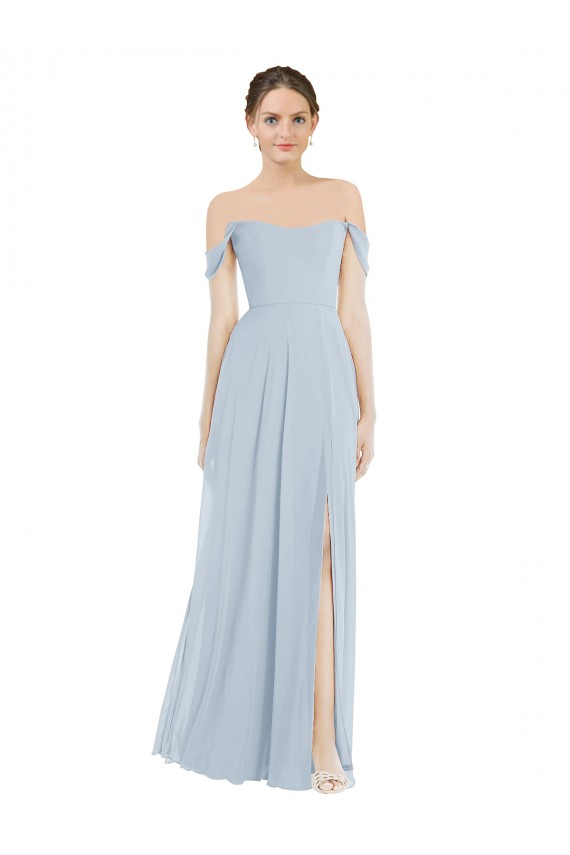 Soft Chiffon Off the Shoulder A-Line Sea Glass Semi Formal Evening Dress / Bridesmaid Dress Manchester