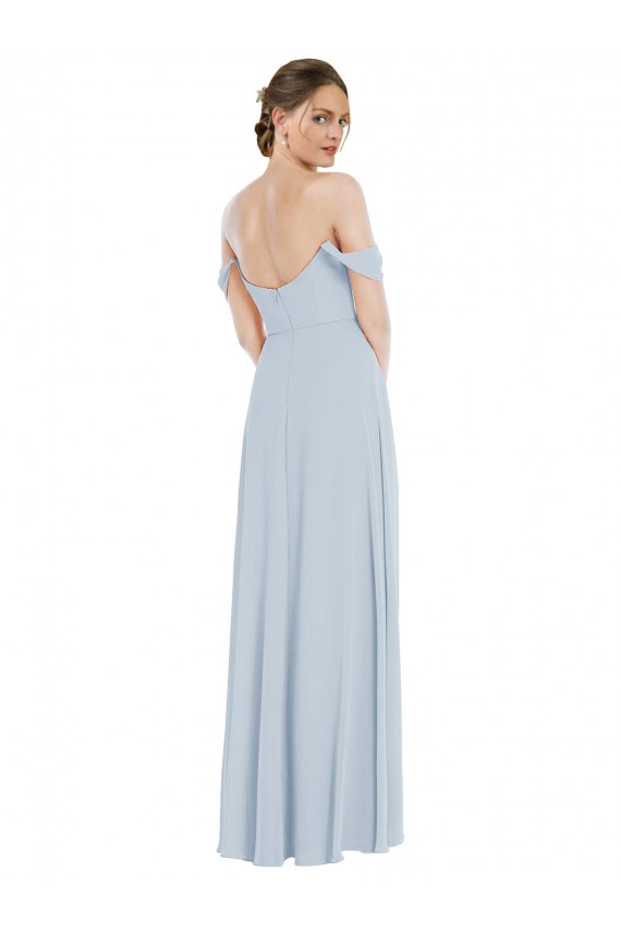 Soft Chiffon Off the Shoulder A-Line Sea Glass Semi Formal Evening Dress / Bridesmaid Dress Manchester