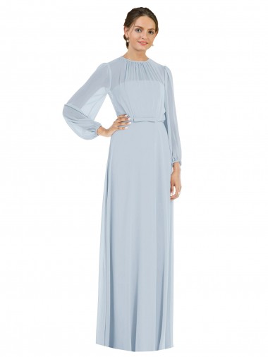 Soft Chiffon Strapless Keyhole Back A-Line Sea Glass Formal Evening Gown / Bridesmaid Dress Manchester