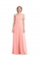 Soft Chiffon Off the Shoulder A-Line Salmon Semi Formal Evening Dress / Bridesmaid Dress Manchester