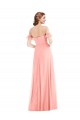 Soft Chiffon Off the Shoulder A-Line Salmon Semi Formal Evening Dress / Bridesmaid Dress Manchester