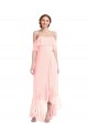 Soft Chiffon Off the Shoulder A-Line Pink High Low Bridesmaid Dress Manchester