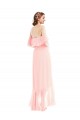 Soft Chiffon Off the Shoulder A-Line Pink High Low Bridesmaid Dress Manchester
