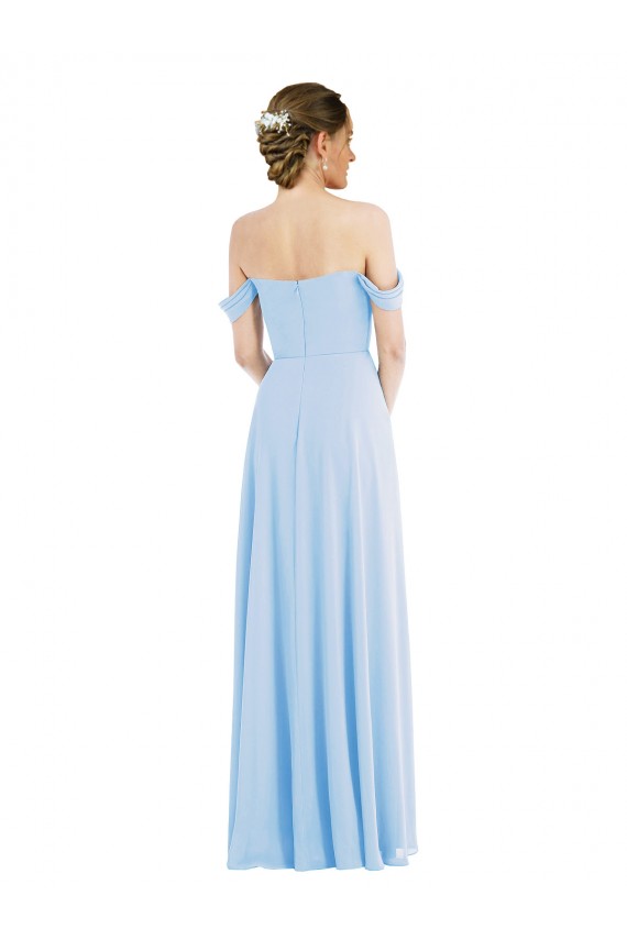Soft Chiffon Off the Shoulder A-Line Light Sky Blue Formal Evening Gown / Bridesmaid Dress Manchester