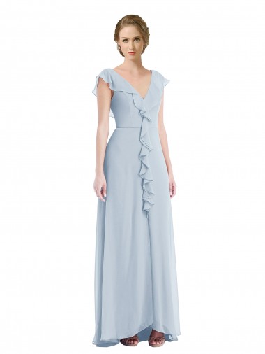 Soft Chiffon V-Neck V-Back A-Line Sea Glass Black Tie Evening Gown / Bridesmaid Dress Manchester