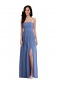 Soft Chiffon Spaghetti Straps Low Back A-Line Windsor Blue Semi Formal Evening Dress / Bridesmaid Dress Manchester