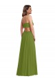 Soft Chiffon V-Neck Open Back A-Line Olive Green Plus Size Evening Gown / Bridesmaid Dress Manchester