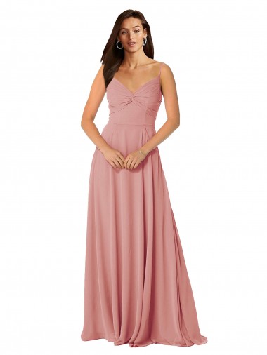 Lxue Chiffon V-Neck V-Back A-Line Bliss Pink Bridesmaid Dress Manchester