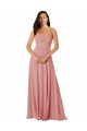 Lxue Chiffon V-Neck V-Back A-Line Bliss Pink Bridesmaid Dress Manchester