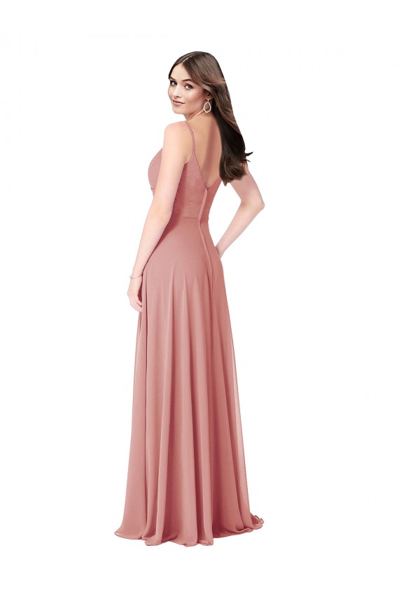 Lxue Chiffon V-Neck V-Back A-Line Bliss Pink Bridesmaid Dress Manchester