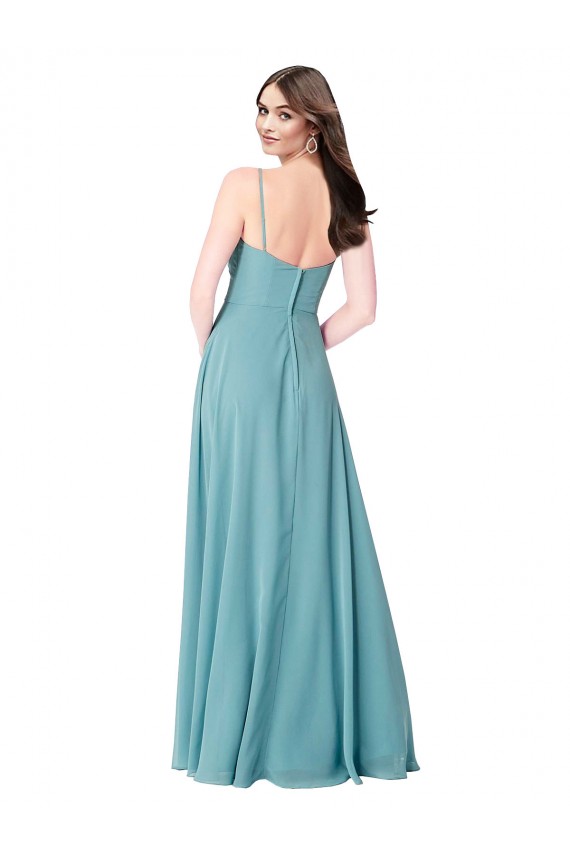 Soft Chiffon V-Neck A-Line Turquoise Bridesmaid Dress Manchester