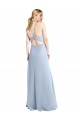 Chiffon Halter Neck Open Back A-Line Light Sky Blue Bridesmaid Dress / Evening Dress Manchester