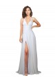 Soft Chiffon V-Neck Low Back A-Line White Beach Wedding Dress Manchester