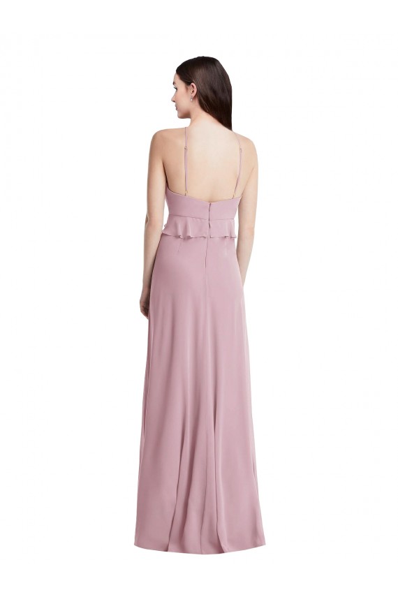 Chiffon Halter Neck Low Back A-Line Primrose Bridesmaid Dress / Evening Dress Manchester