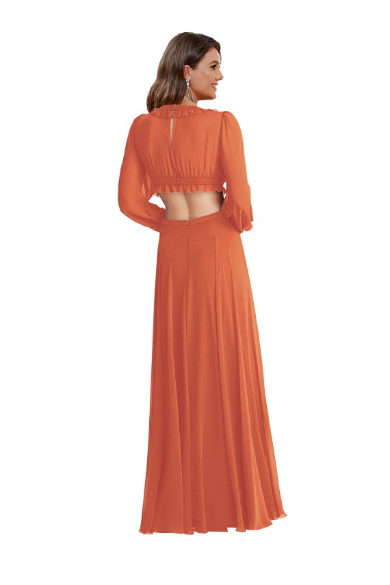 Soft Chiffon V-Neck Open Back A-Line Firecracker High Low Evening Gown / Bridesmaid Dress Manchester