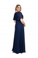 Soft Chiffon V-Neck A-Line Dark Navy Formal Plus Size Evening Gown / Prom Dress / Bridesmaid Dress Manchester