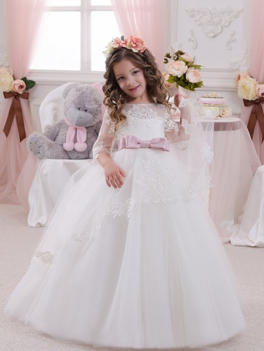 Tulle & Lace Bateau Neck Ball Gowns Ivory Flower Girl Dress Manchester