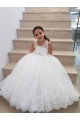 Tulle & Lace High Neck Keyhole Back Ball Gown Ivory Flower Girl Dress for Wedding Manchester