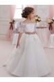 Tulle & Lace High Neck Keyhole Back Ball Gown Ivory Flower Girl Dresses Manchester