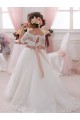Tulle & Lace High Neck Keyhole Back Ball Gown Ivory Flower Girl Dresses Manchester