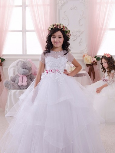 Tulle & Lace Sweetheart Ball Gown Ivory Little Flower Girl Dress Manchester