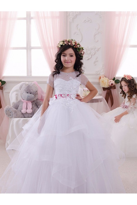 Tulle & Lace Sweetheart Ball Gown Ivory Little Flower Girl Dress Manchester