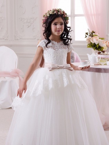Tulle & Lace Sweetheart Ball Gown Ivory Flower Girl Dresses Manchester
