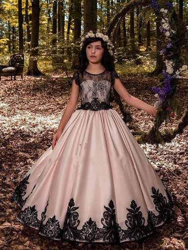 Satin & Lace Sweetheart Ball Gown Ivory Flower Girl Dress for Wedding Manchester