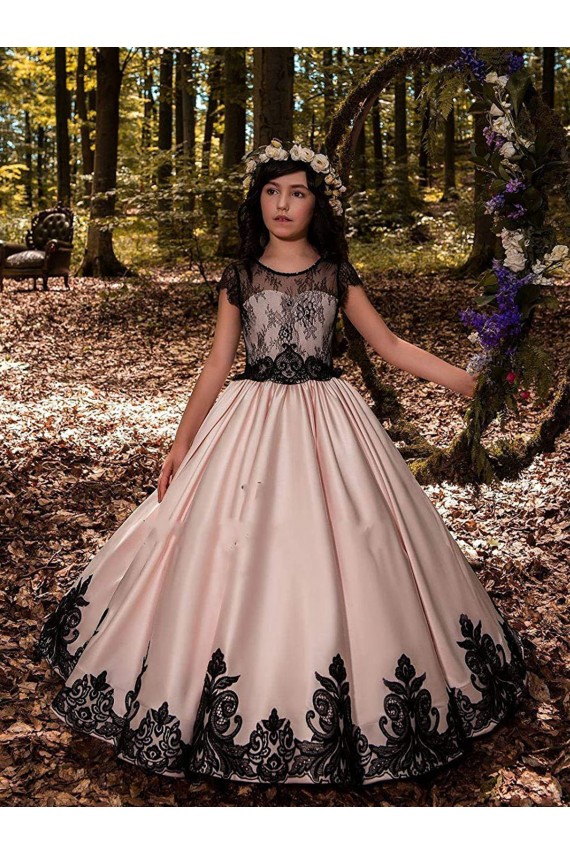 Satin & Lace Sweetheart Ball Gown Ivory Flower Girl Dress for Wedding Manchester