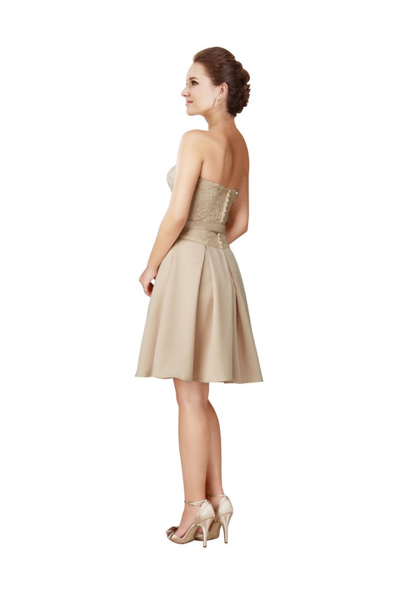 Satin & Lace Sweetheart A-Line Champagne Bridesmaid Dress Manchester