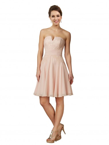Soft Chiffon & Lace Sweetheart A-Line Pink Bridesmaid Dress Manchester