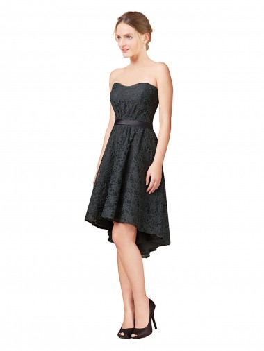 Lace Sweetheart A-Line Slate Grey High Low Bridesmaid Dress Manchester
