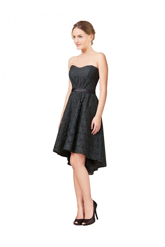 Lace Sweetheart A-Line Slate Grey High Low Bridesmaid Dress Manchester