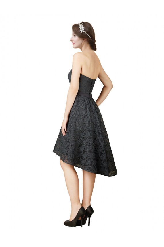 Lace Sweetheart A-Line Slate Grey High Low Bridesmaid Dress Manchester
