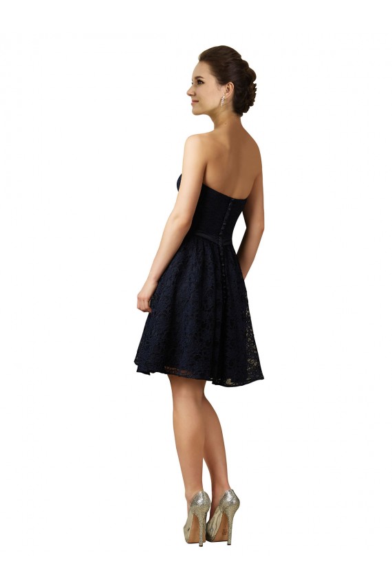 Lace V-Neck A-Line Dark Navy Bridesmaid Dress Manchester