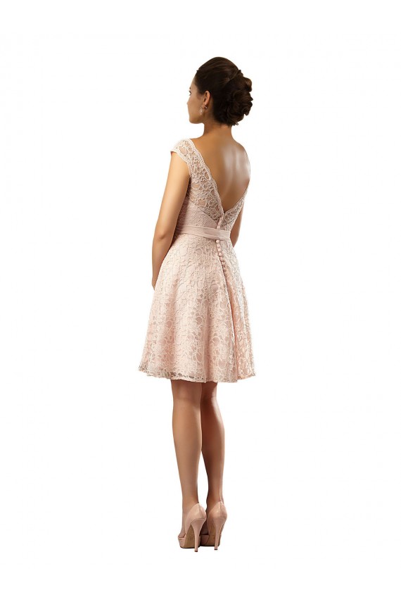 Soft Chiffon & Lace Illusion Neck A-Line Pink Bridesmaid Dress Manchester