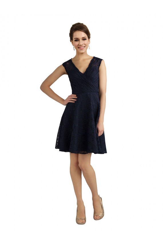 Lace V-Neck A-Line Dark Navy Bridesmaid Dress / Evening Dress Manchester