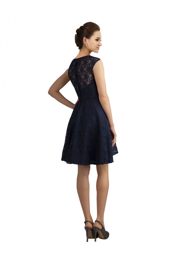 Lace V-Neck A-Line Dark Navy Bridesmaid Dress / Evening Dress Manchester
