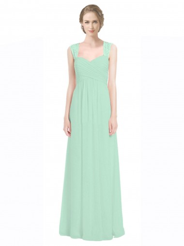 Soft Chiffon & Lace Sweetheart Keyhole Back A-Line Mint Green Bridesmaid Dress Manchester