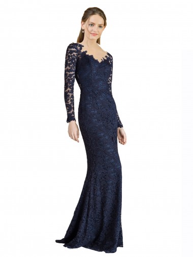 Lace Sweetheart Keyhole Back Mermaid Dark Navy Prom Dress / Bridesmaid Dress Manchester