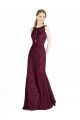 Lace High Neck Keyhole Back A-Line Burgundy Gold Prom Dress / Bridesmaid Dress Manchester