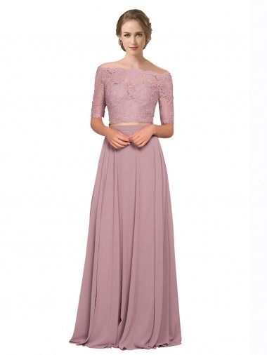 Soft Chiffon & Lace Off the Shoulder A-Line Prom Dress / Bridesmaid Dress Manchester