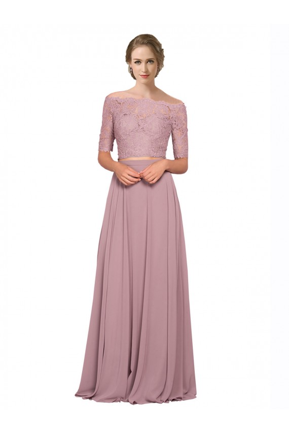 Soft Chiffon & Lace Off the Shoulder A-Line Prom Dress / Bridesmaid Dress Manchester
