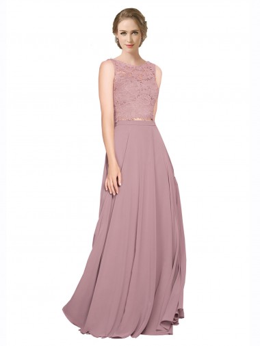Soft Chiffon & Lace Illusion Neck A-Line Black Tie Prom Dress / Bridesmaid Dress Manchester