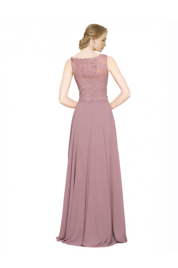 Soft Chiffon & Lace Illusion Neck A-Line Black Tie Prom Dress / Bridesmaid Dress Manchester