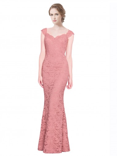Lace Strapless Mermaid Salmon Prom Dress / Bridesmaid Dress Manchester