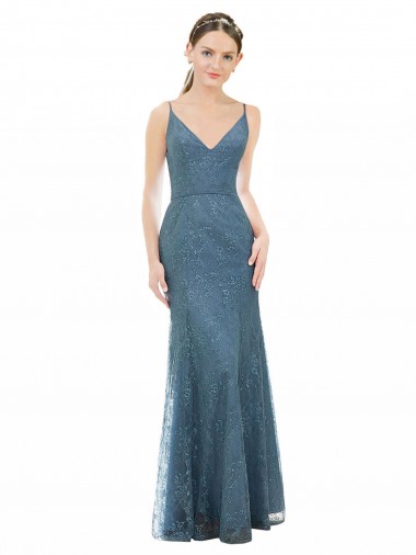Lace V-Neck Open Back Sheath Bridesmaid Dress Manchester