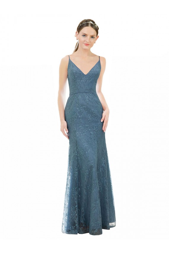Lace V-Neck Open Back Sheath Bridesmaid Dress Manchester
